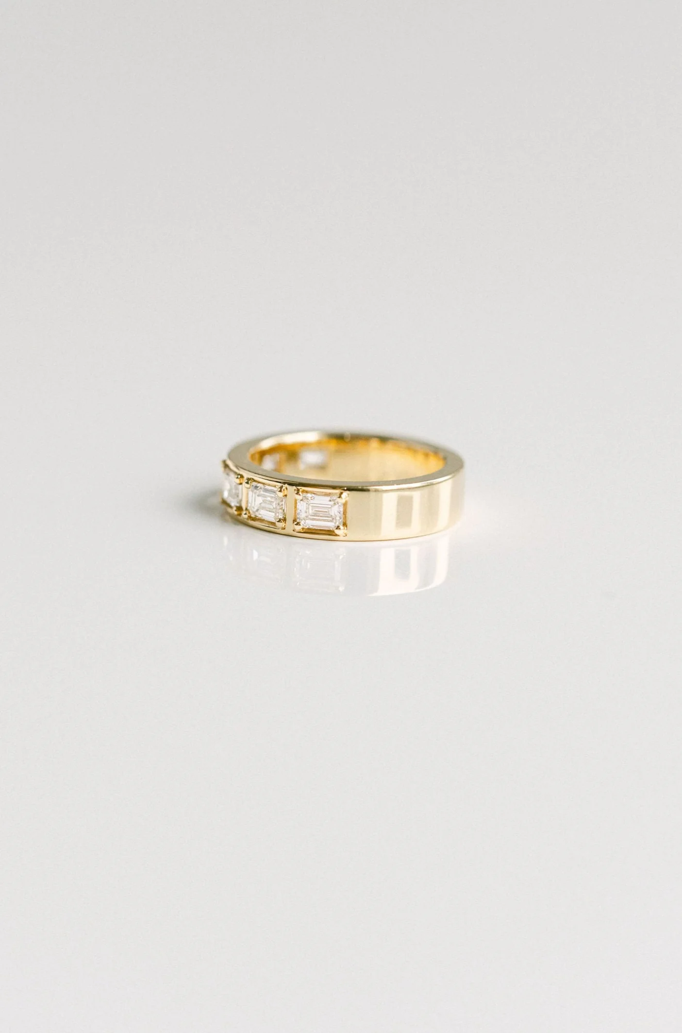 East-West Framed Emerald Cut Diamond Band - Image 4