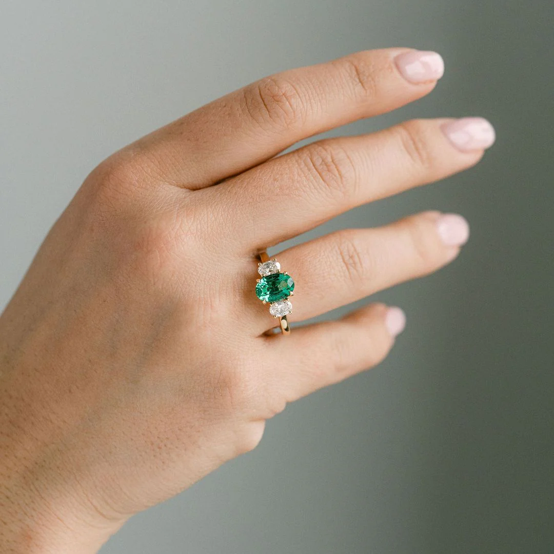Oval Emerald With Oval Diamond Accents - Image 5