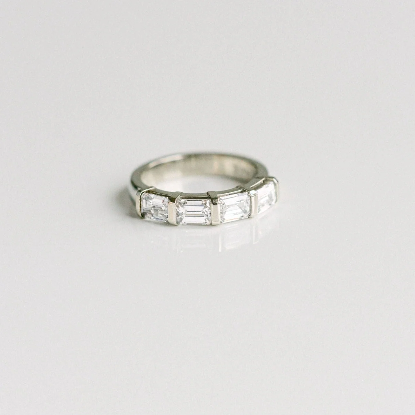 East-West Set Emerald Cut Diamond Band - Image 3