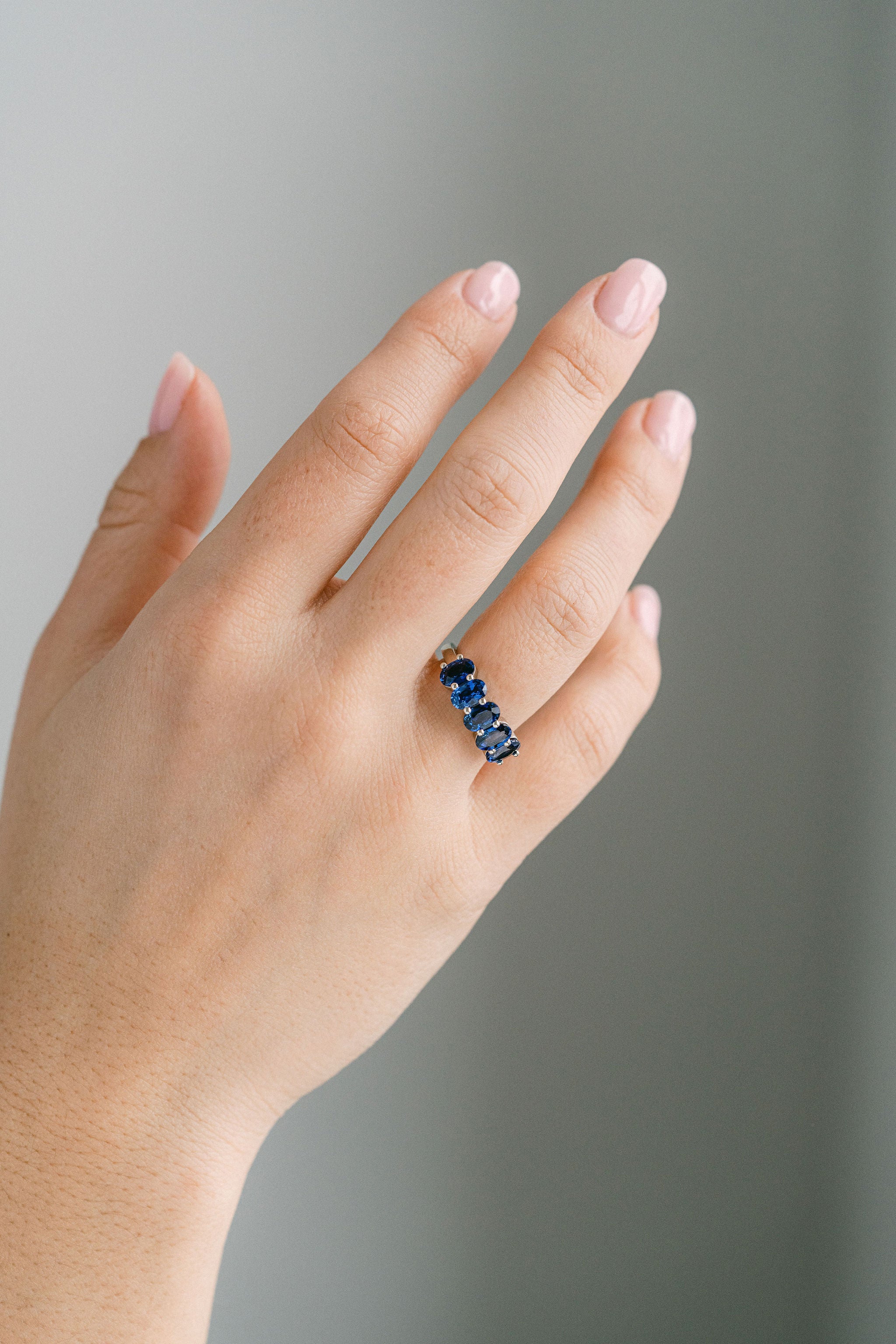 Oval Blue Sapphire Band - Image 5