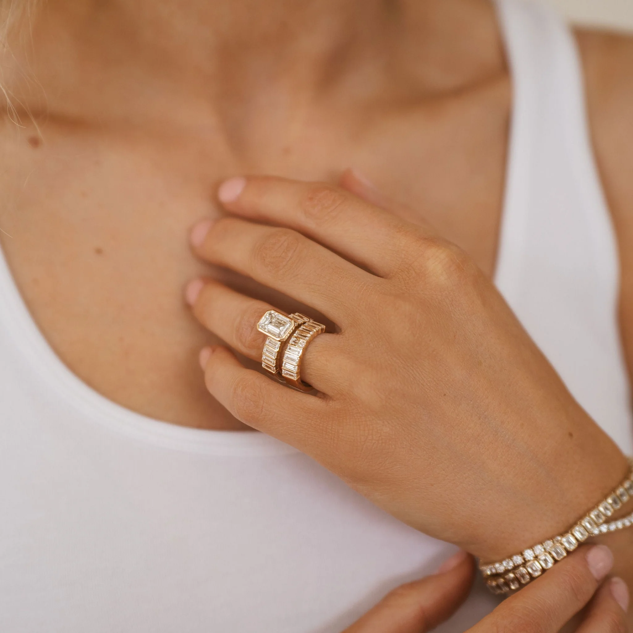 Baguette Diamond Bar Set Band - Image 6