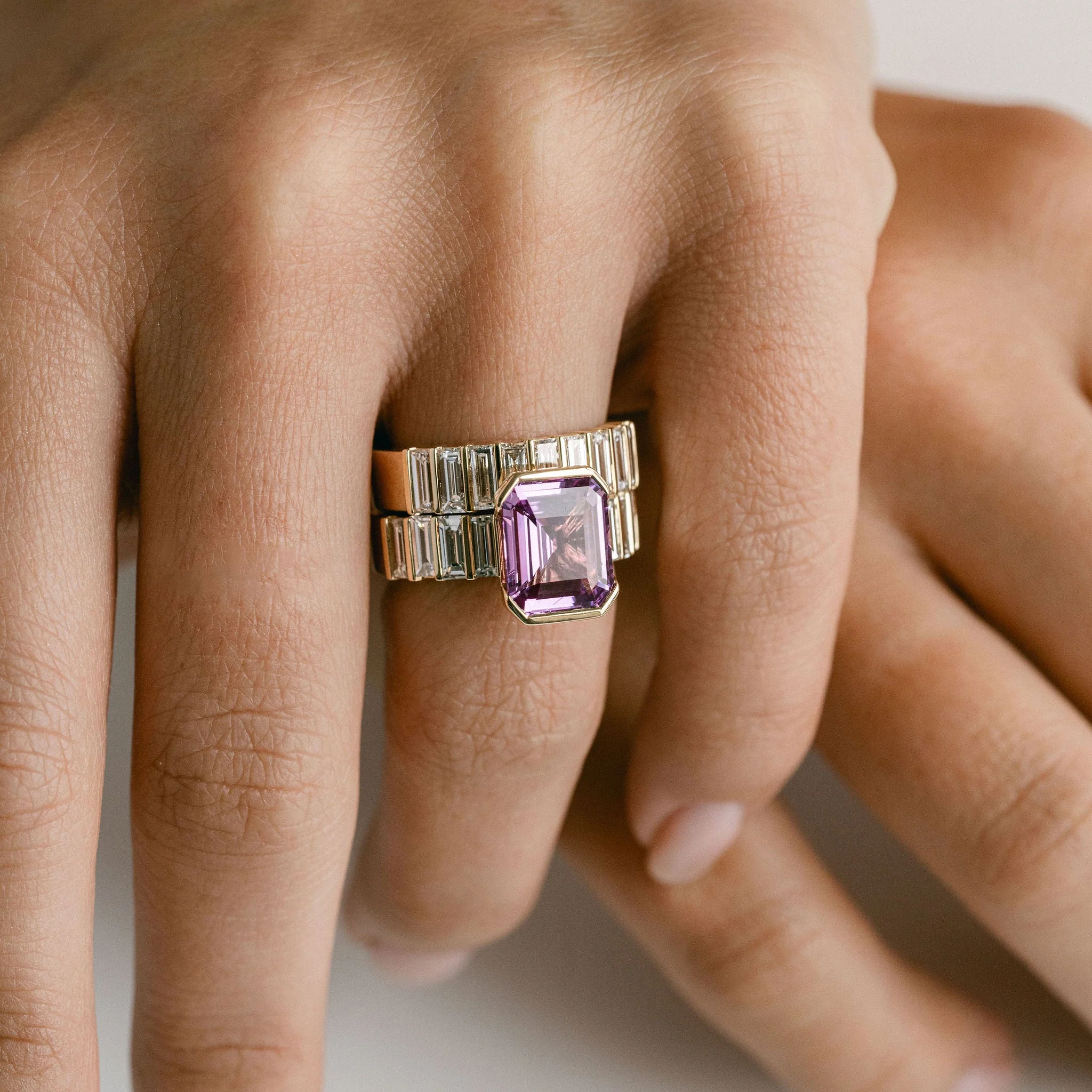 Baguette Diamond Bar Set Band - Image 8