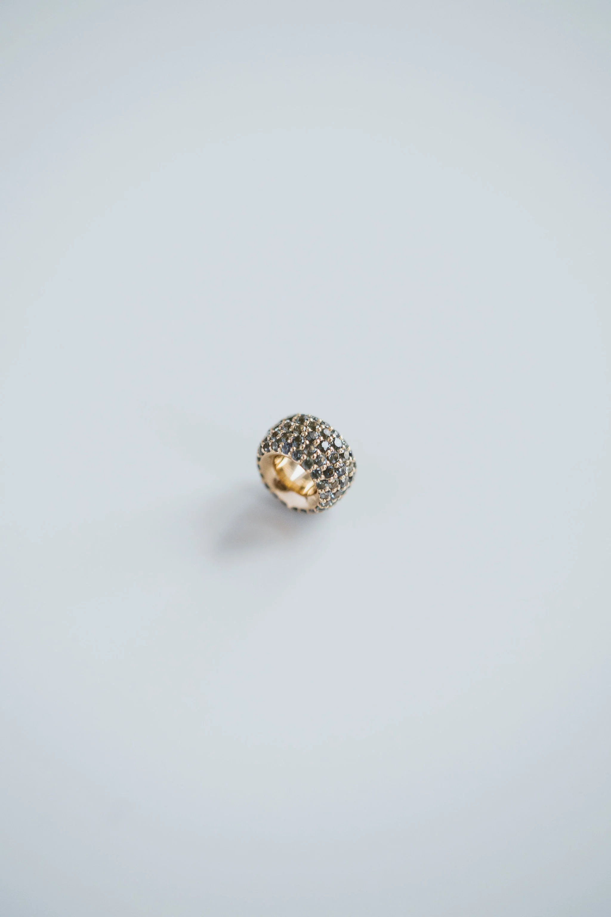 Blue-Green Sapphire Pavé Round Torus Pendant - Image 4