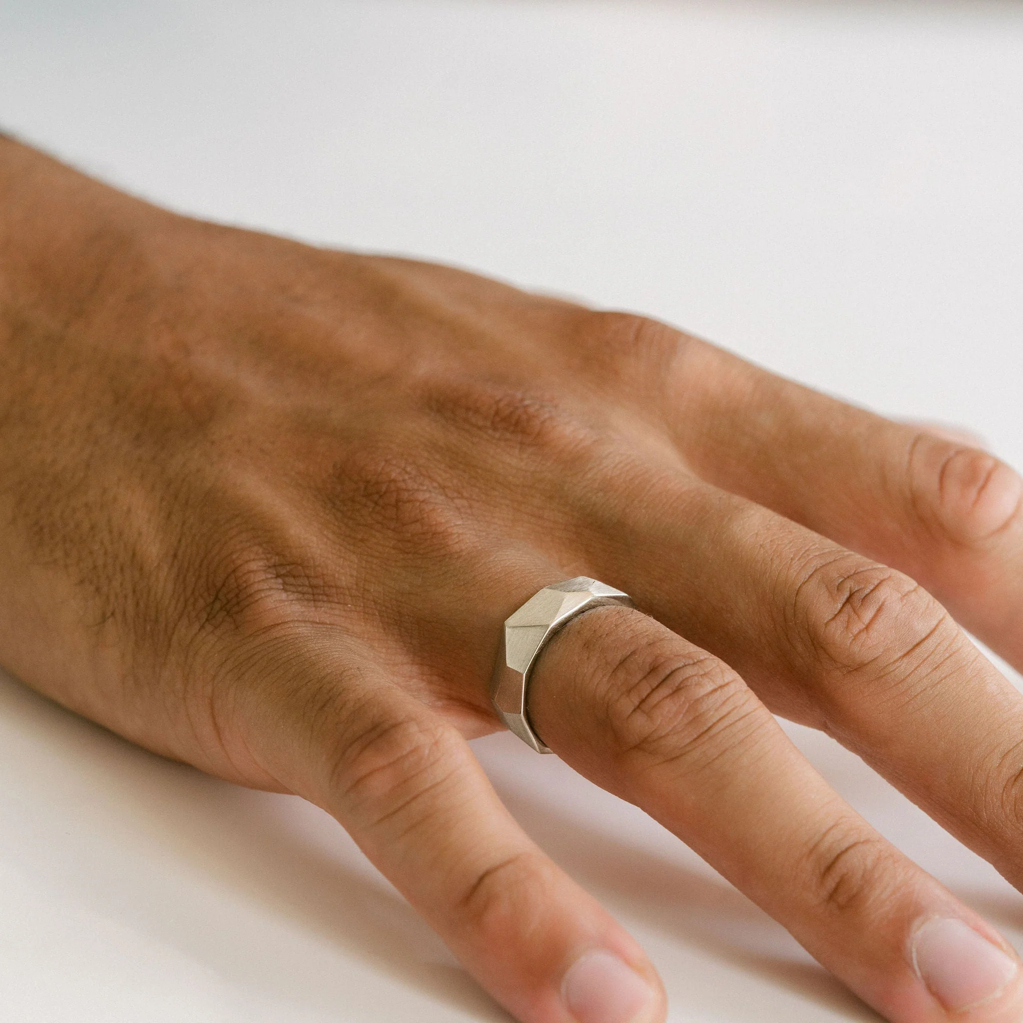 Brushed Faceted Mens Band - Image 12