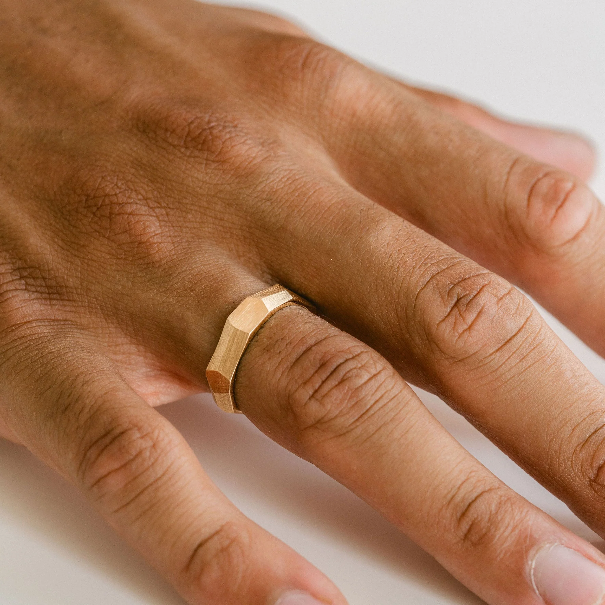 Brushed Faceted Mens Band - Image 9