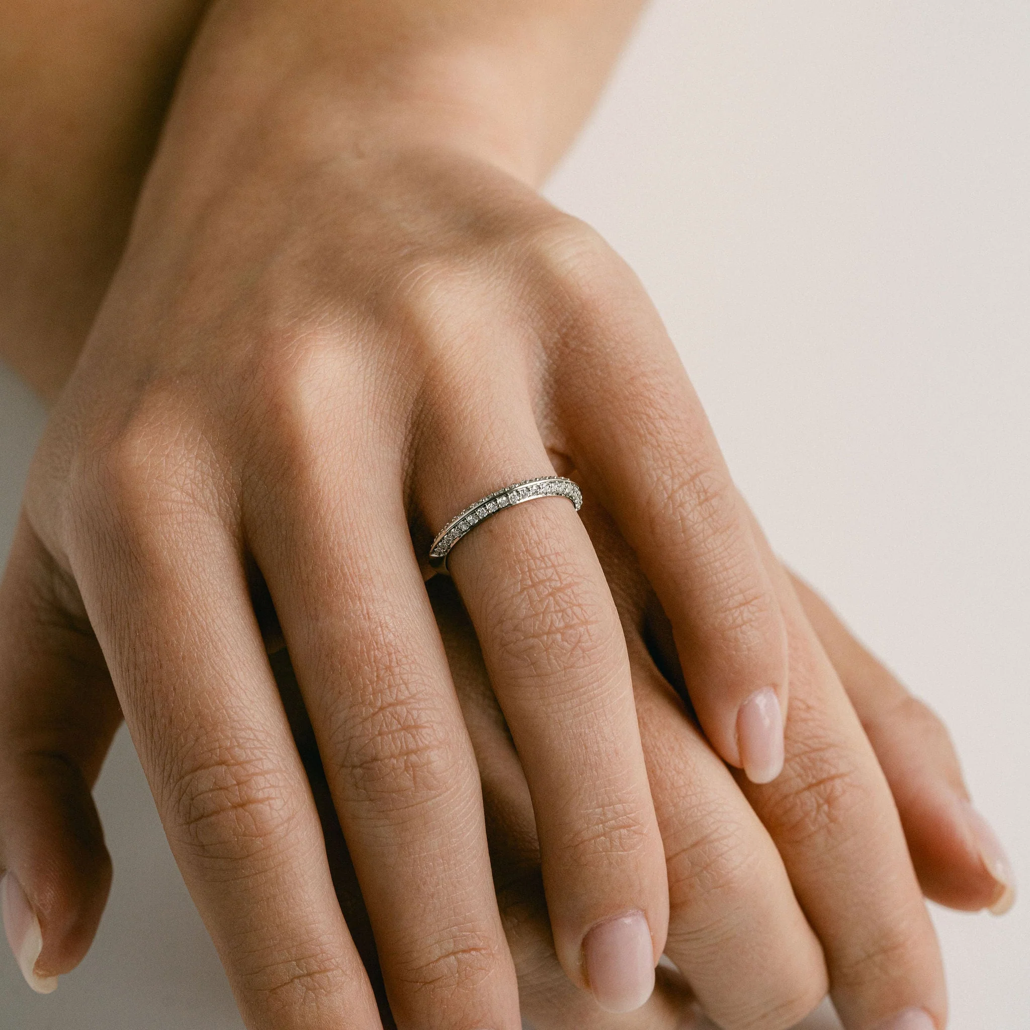 Diamond Pavé Knife-Edge Band - Image 6