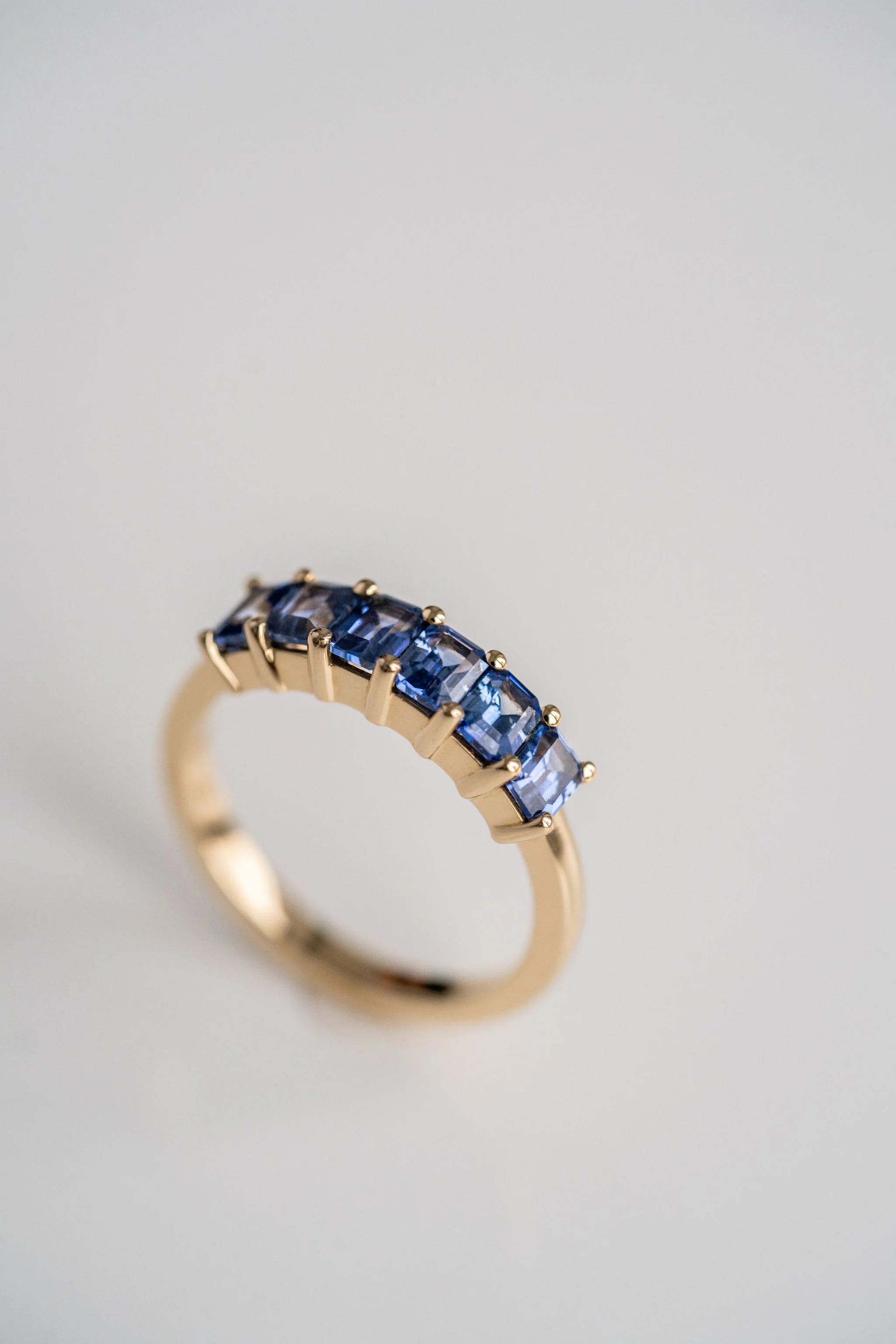 Emerald Cut Blue Sapphire Band - Image 3