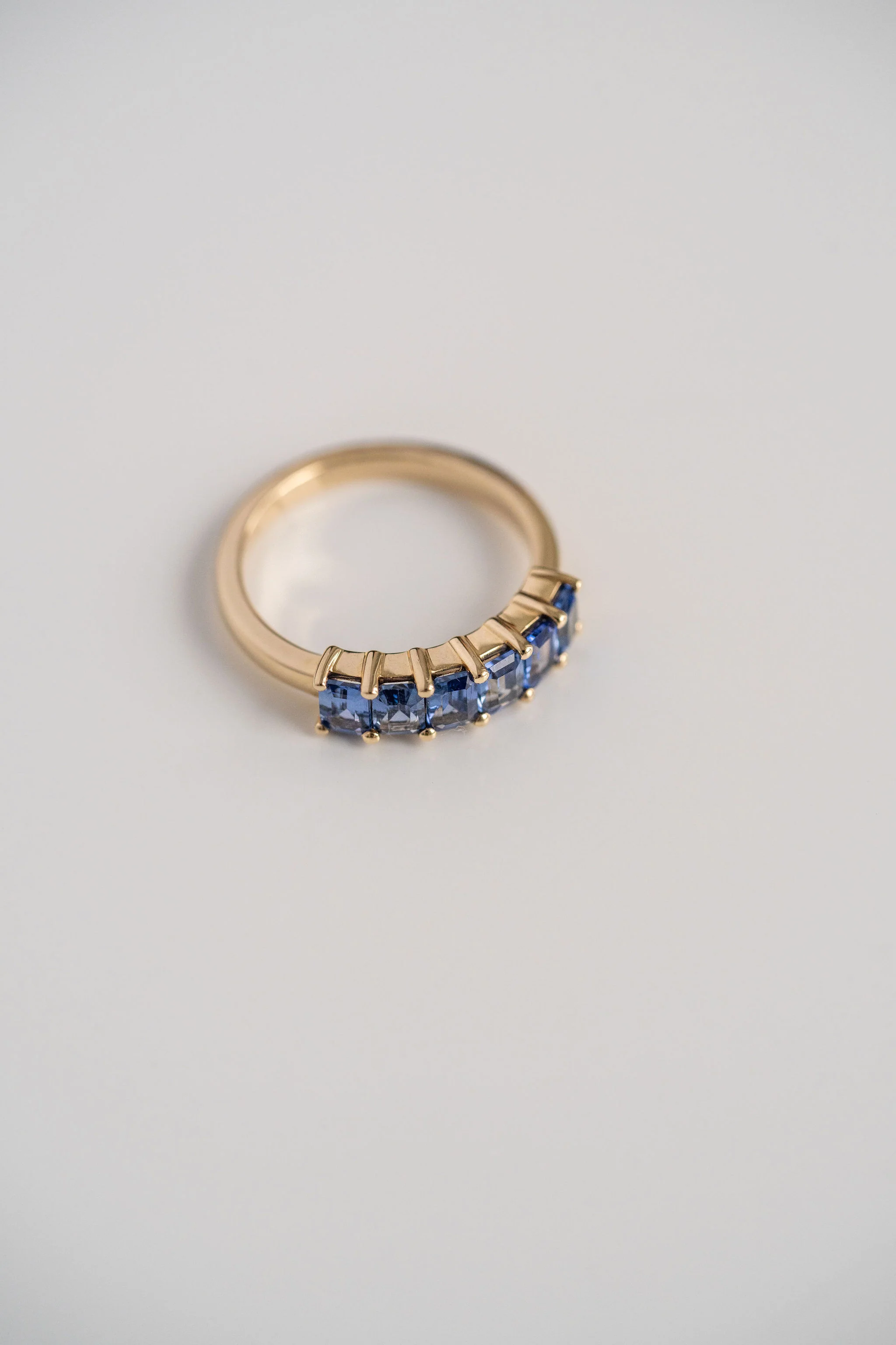 Emerald Cut Blue Sapphire Band - Image 4