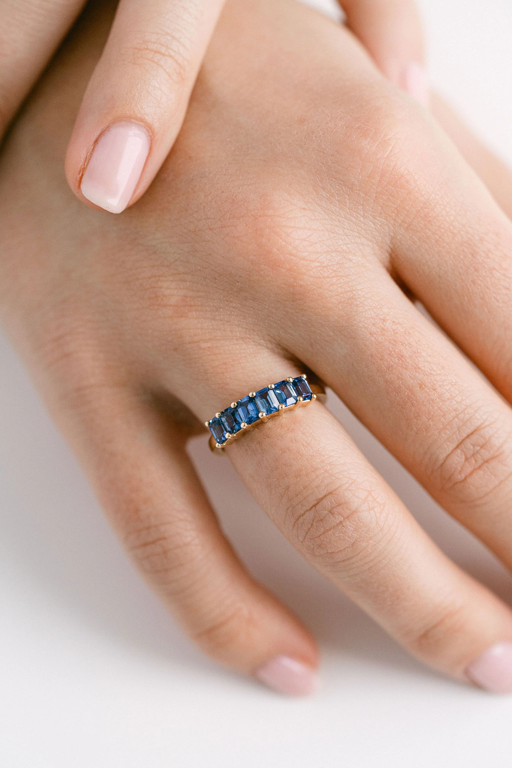 Emerald Cut Blue Sapphire Band - Image 5
