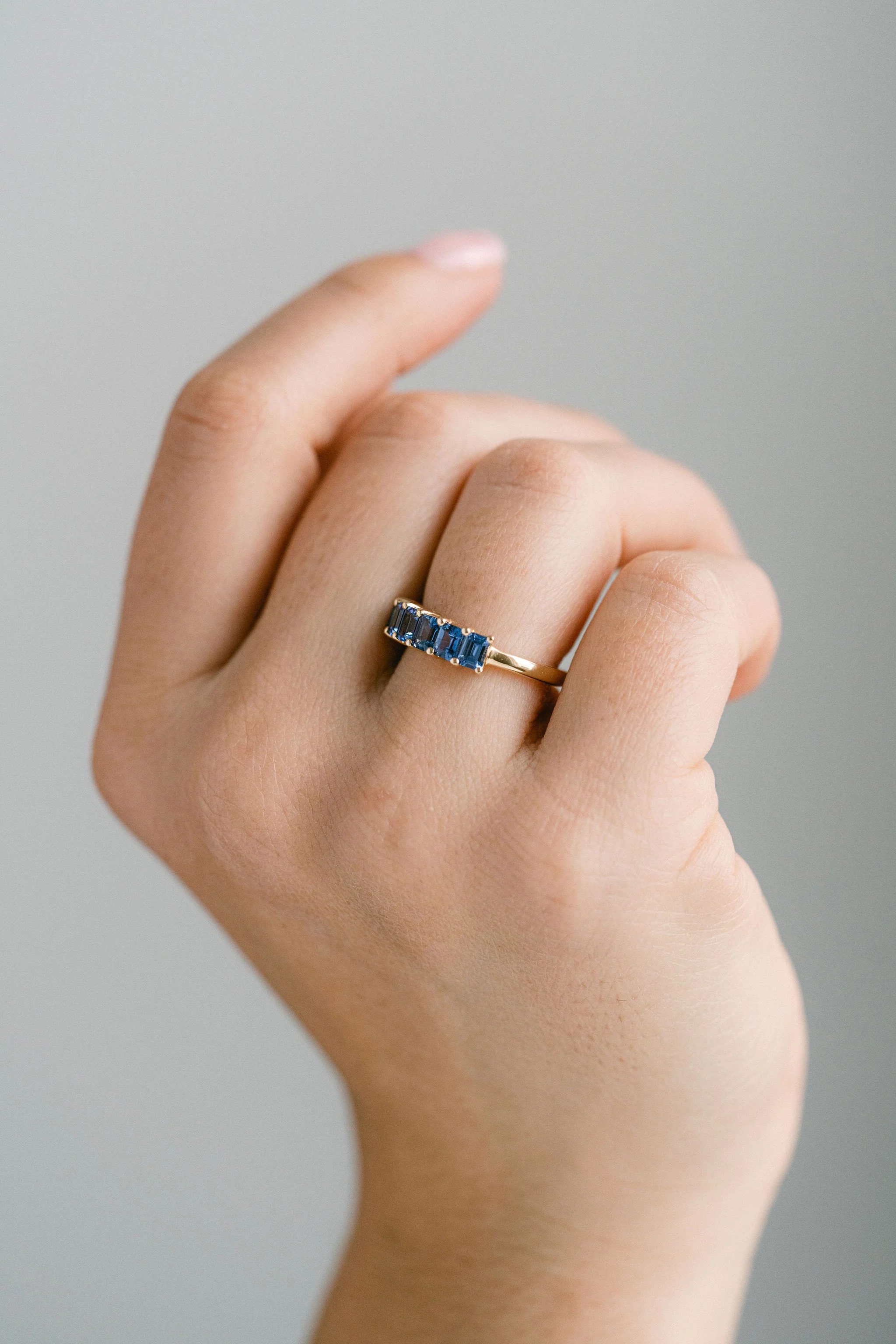 Emerald Cut Blue Sapphire Band - Image 6