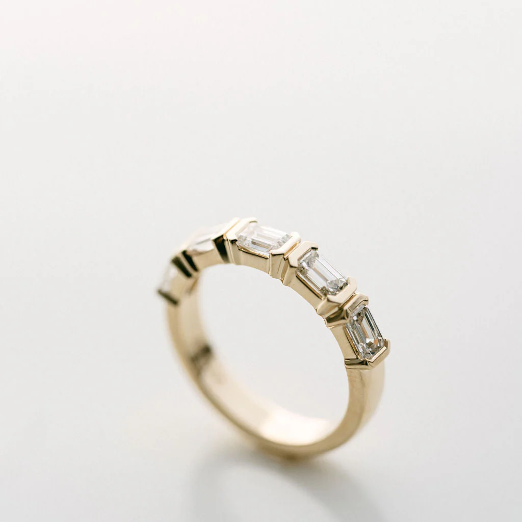 Emerald Cut Diamond East-West Half Bezel Band - Image 3