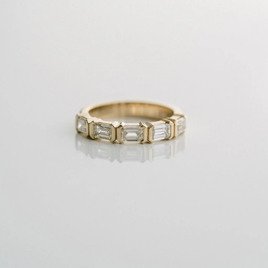 Emerald Cut Diamond East-West Half Bezel Band - Image 4