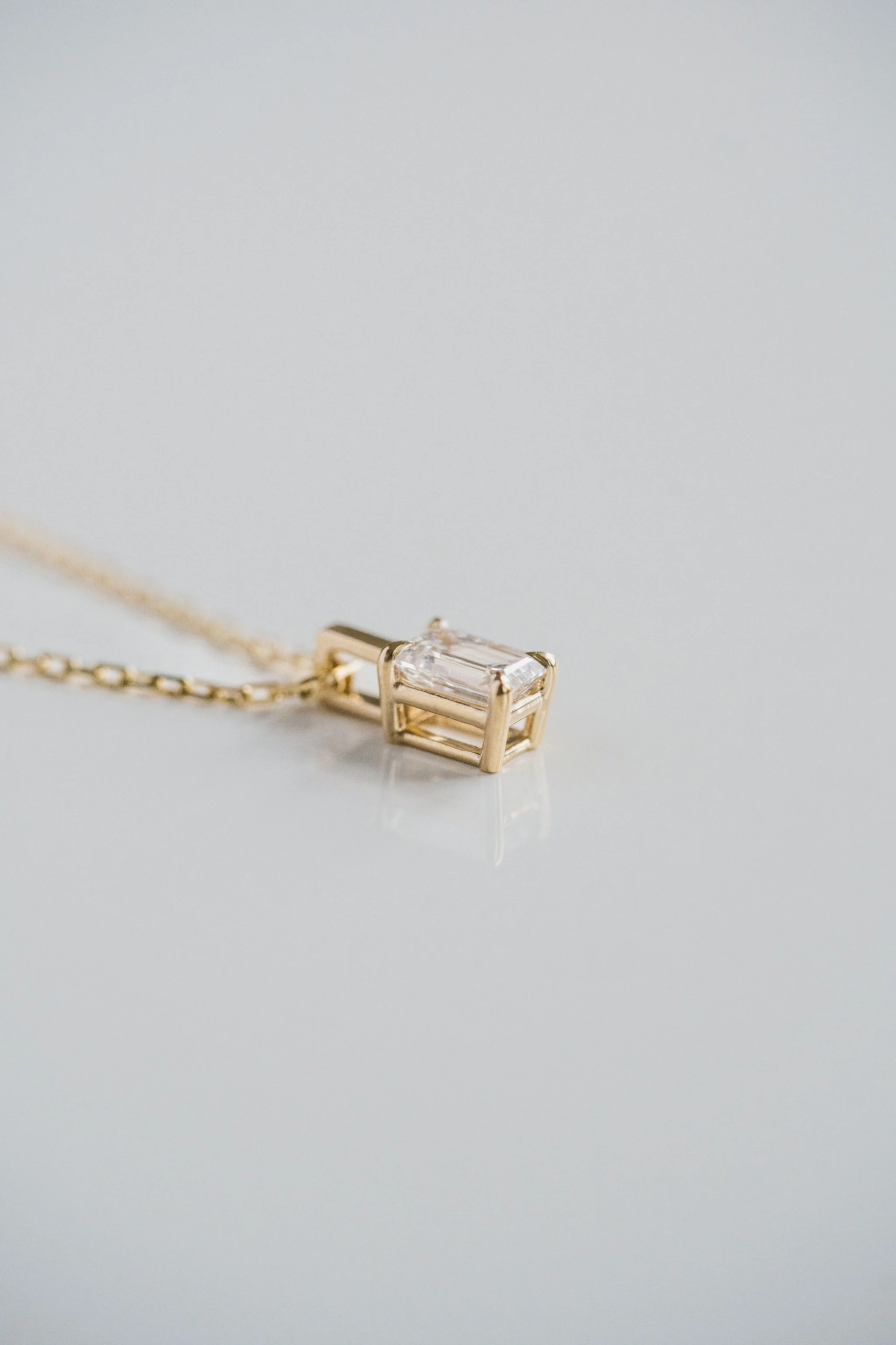 Emerald Cut Diamond Solitaire Box Pendant - Image 4