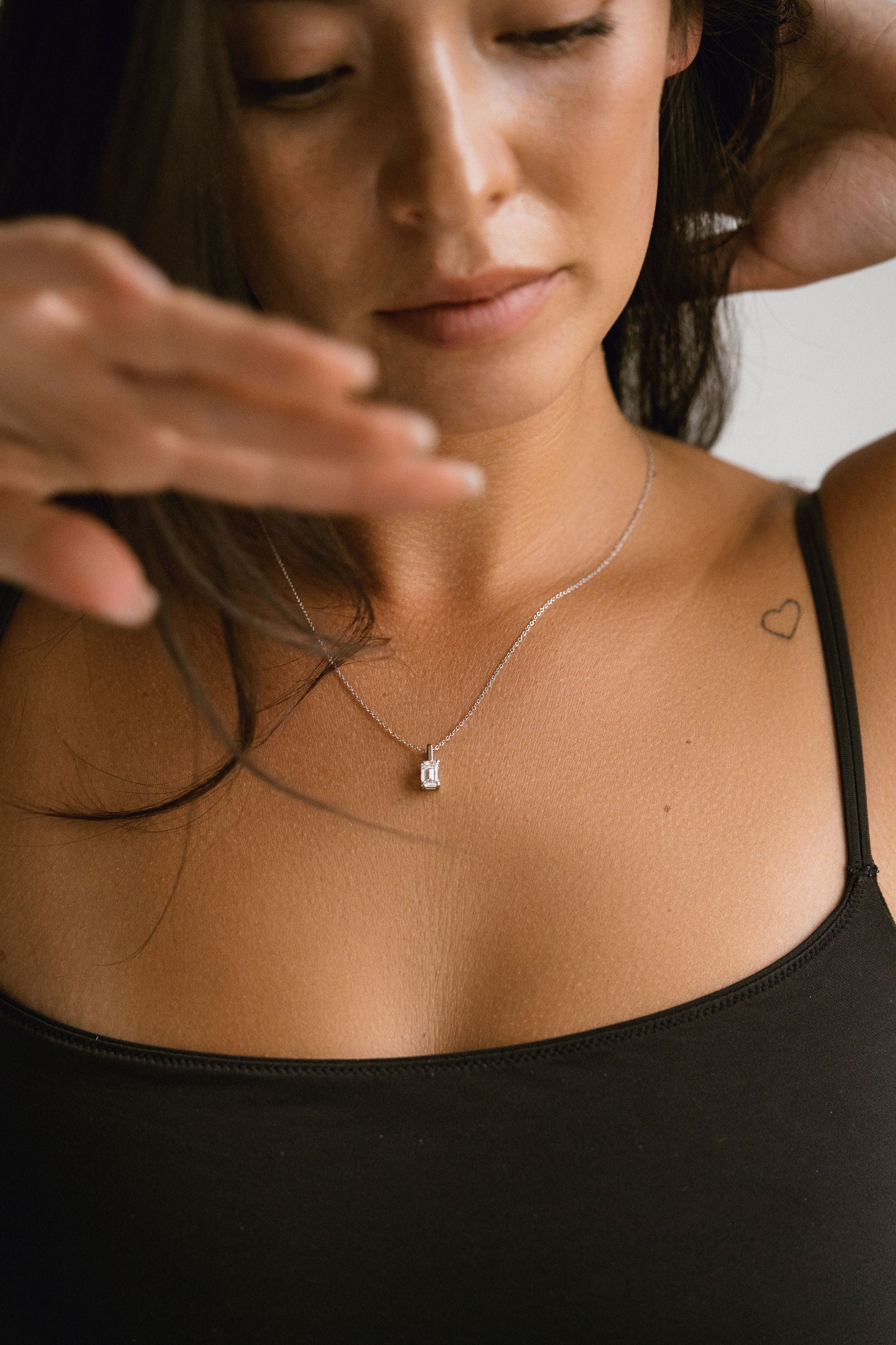 Emerald Cut Diamond Solitaire Box Pendant - Image 6