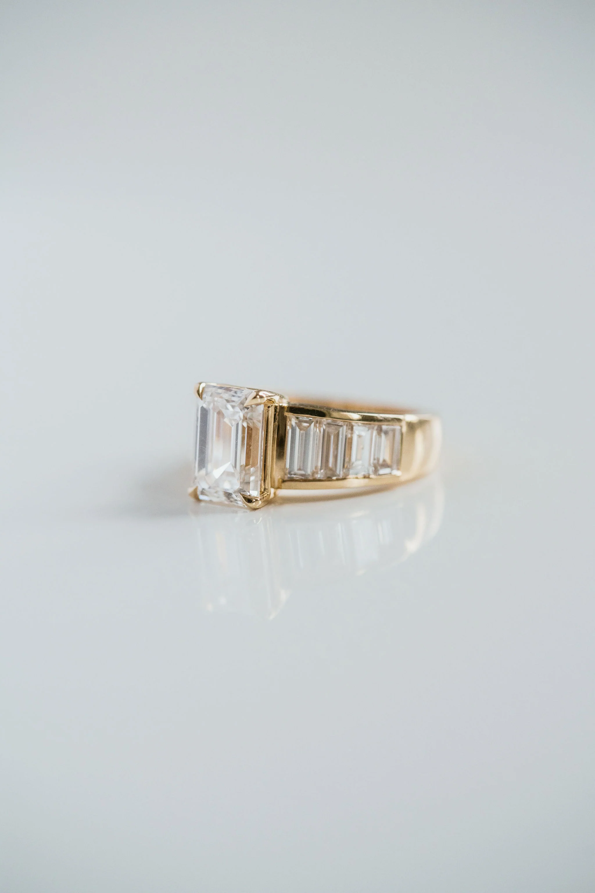 Emerald Cut Diamond With Graduated Baguette Channel Set Accents - Image 3