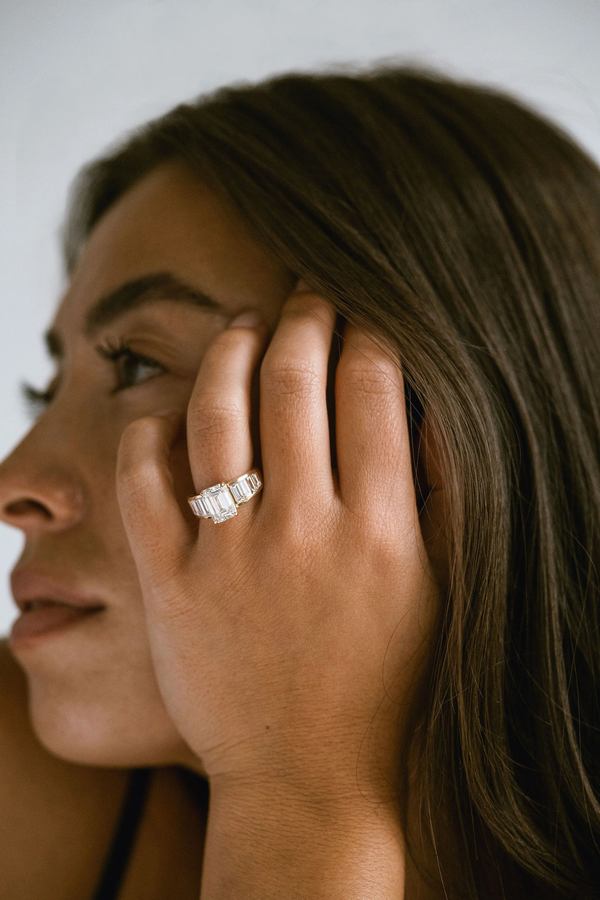 Emerald Cut Diamond With Graduated Baguette Channel Set Accents - Image 6