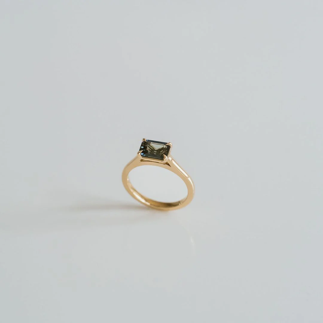 Emerald Cut East-West Blue Green Sapphire Dominion - Image 3