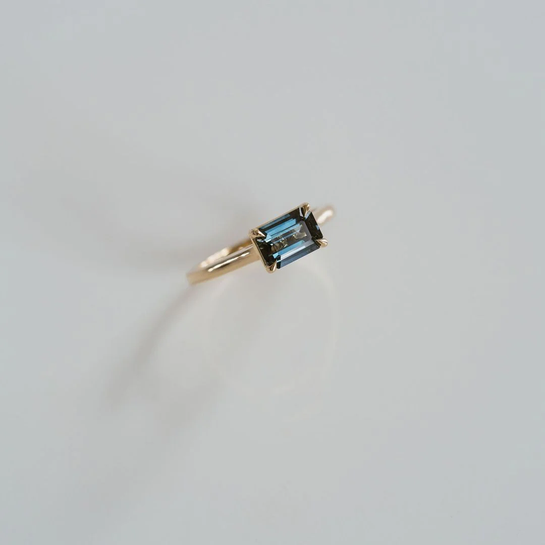 Emerald Cut East-West Blue Green Sapphire Dominion - Image 6