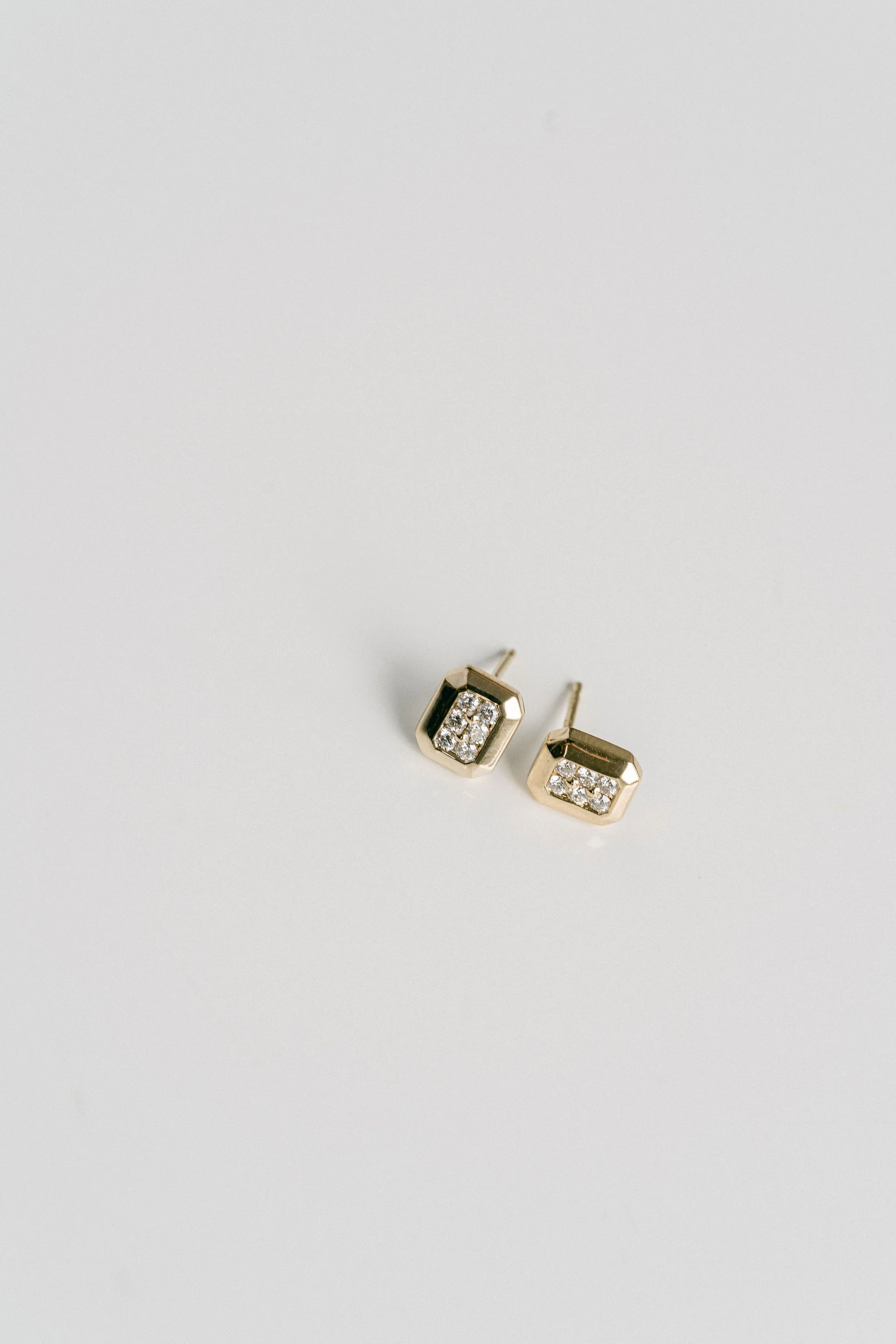 Faceted Geometric Diamond Pavé Studs - Image 3