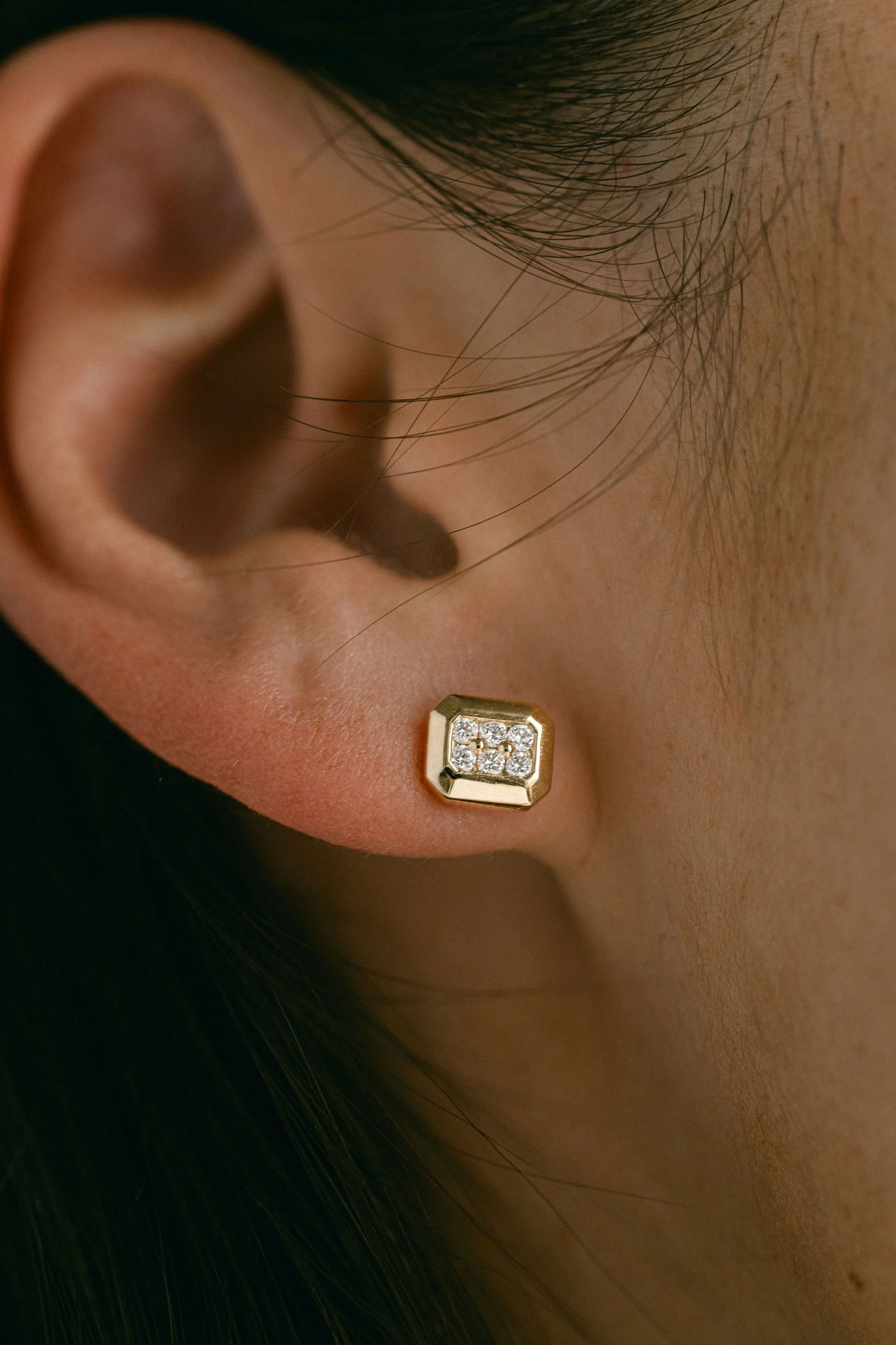 Faceted Geometric Diamond Pavé Studs - Image 5