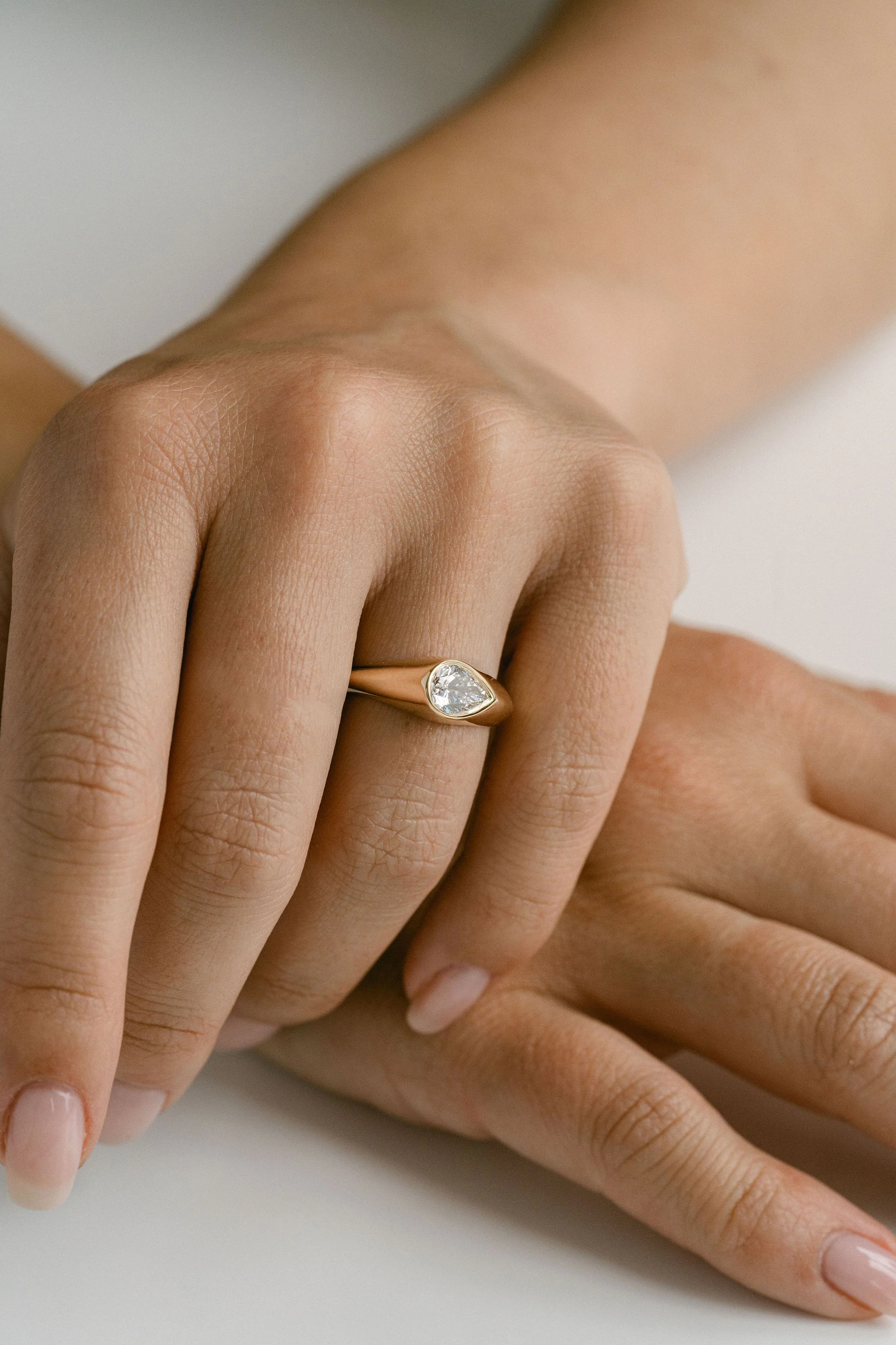 Pear Shape Offset Knife-Edge Signet Ring - Image 6