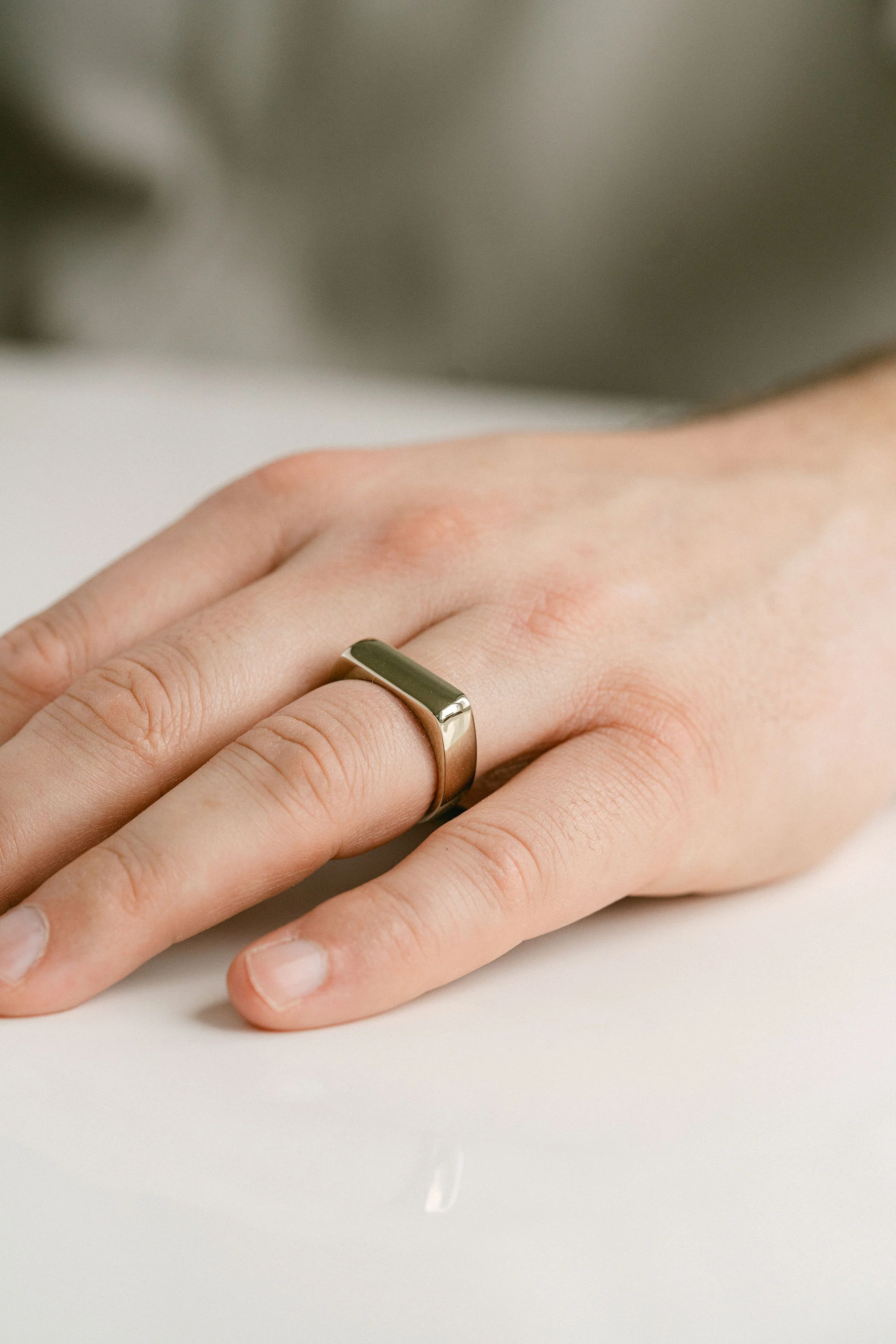 Polished Narrow Mens Signet Ring - Image 5