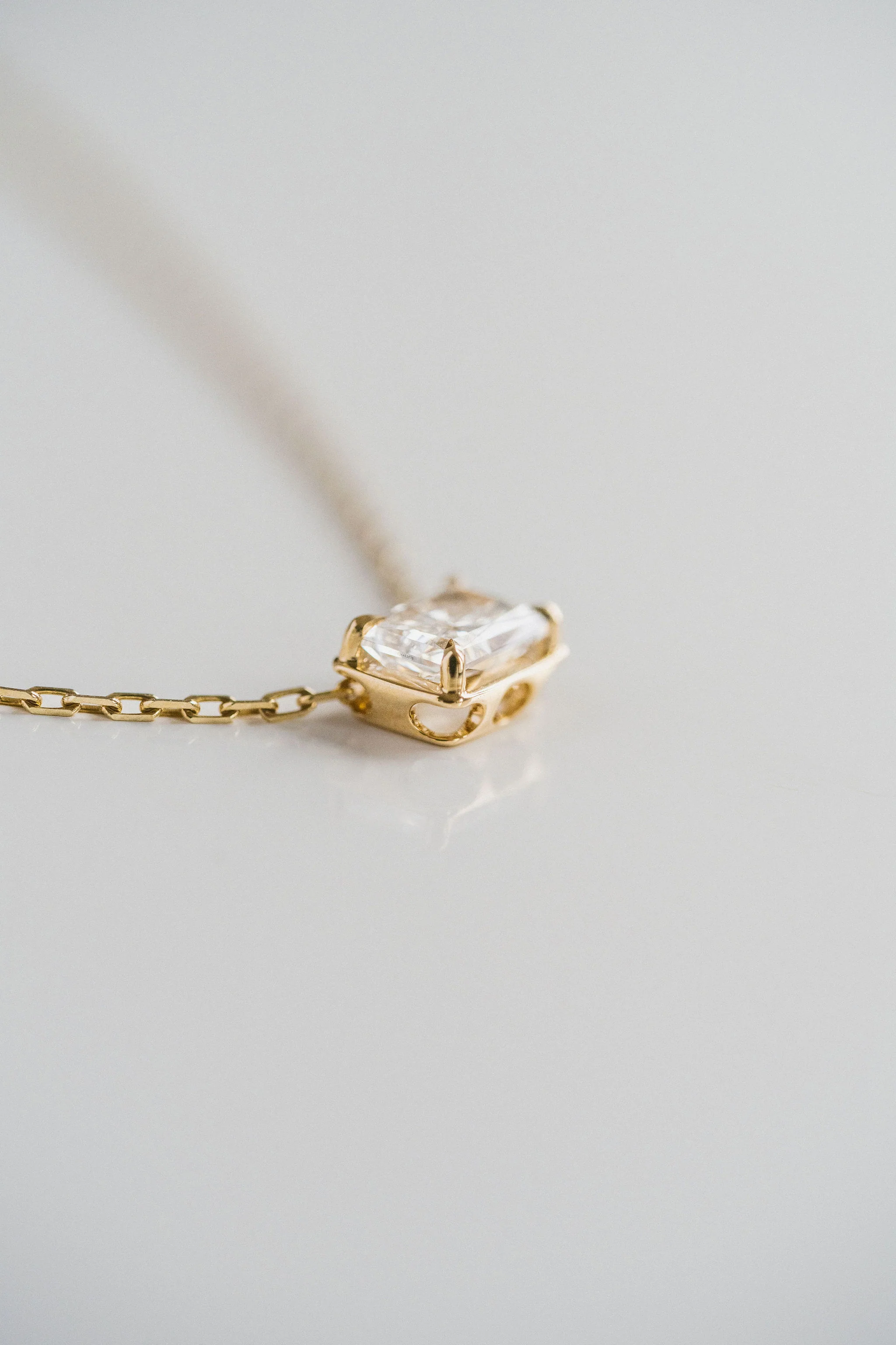 Radiant Cut East-West Framed Diamond Slider Necklace - Image 3