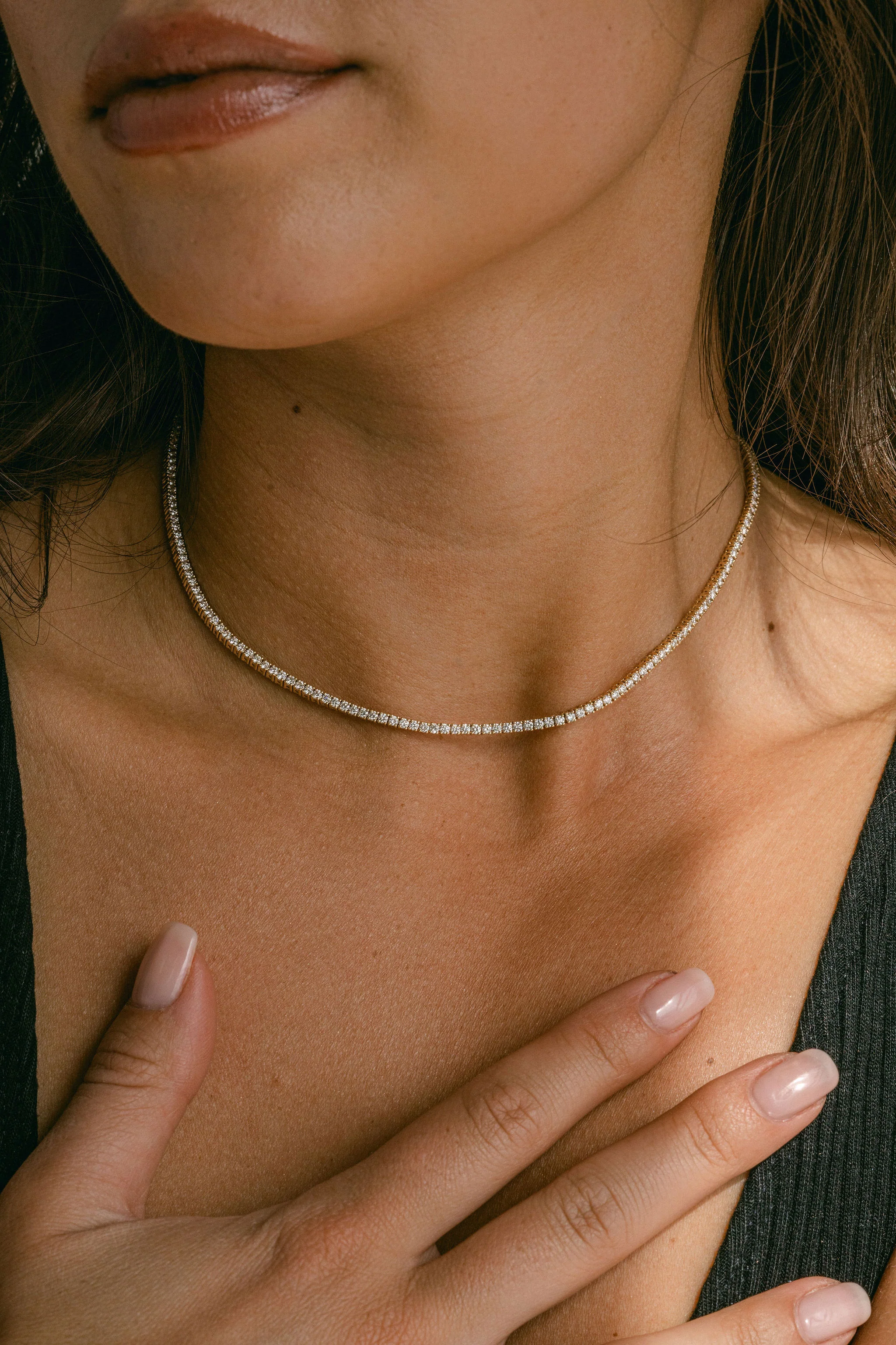 Round Diamond Tennis Necklace - Image 4