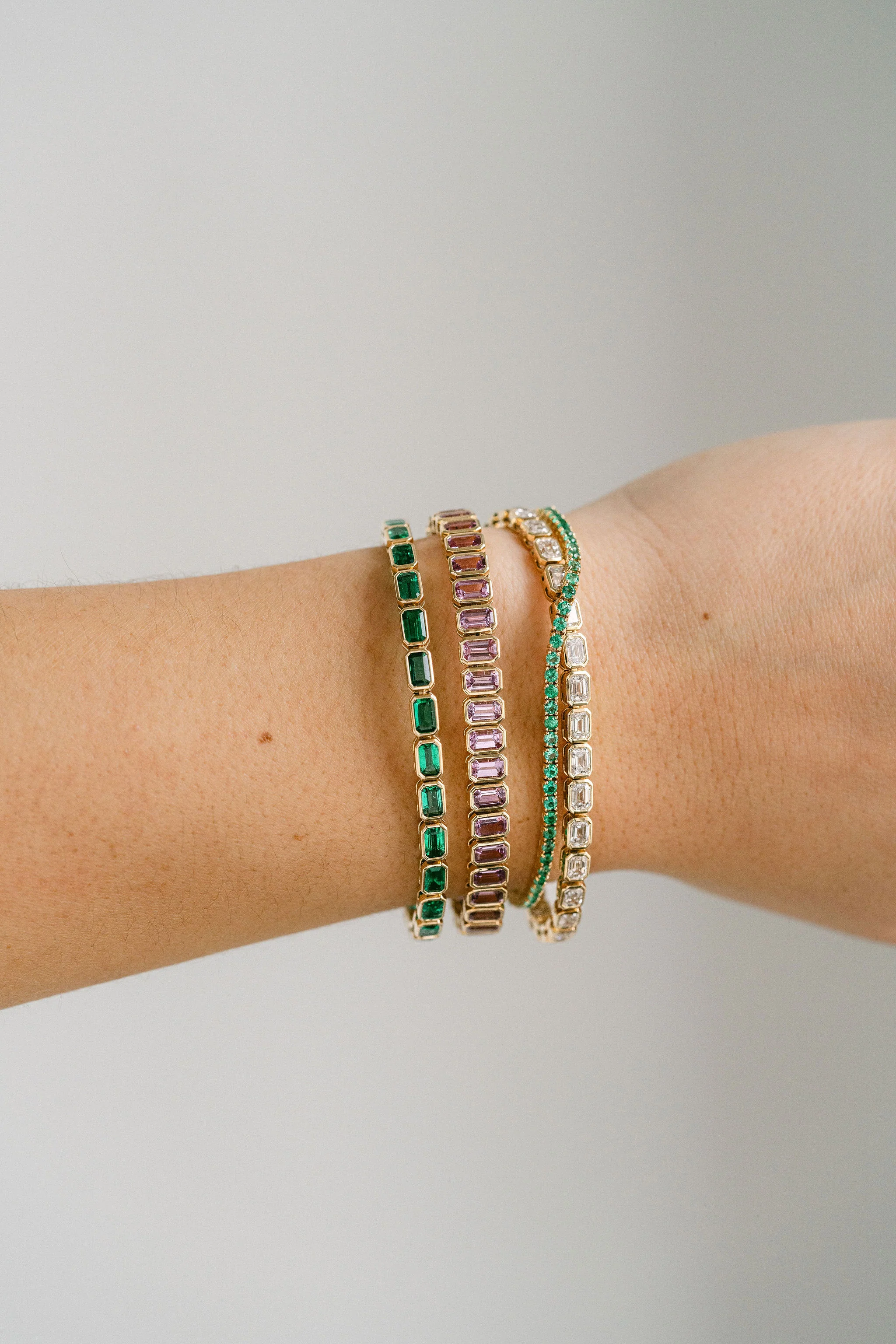 Round Emerald Tennis Bracelet - Image 6