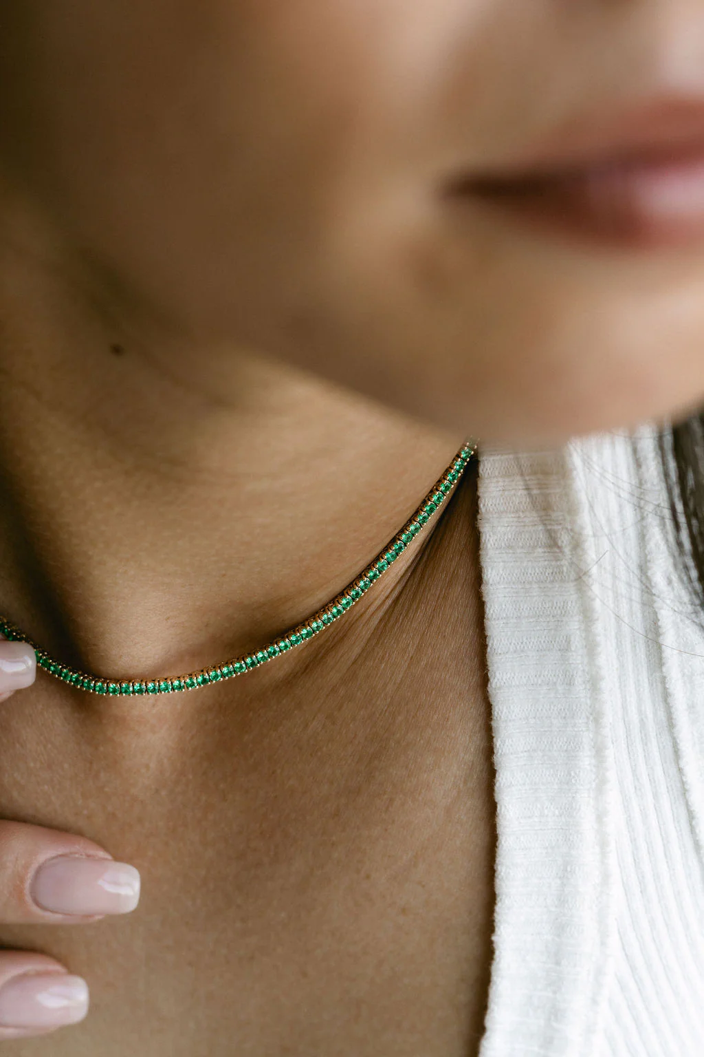 Round Emerald Tennis Necklace - Image 5