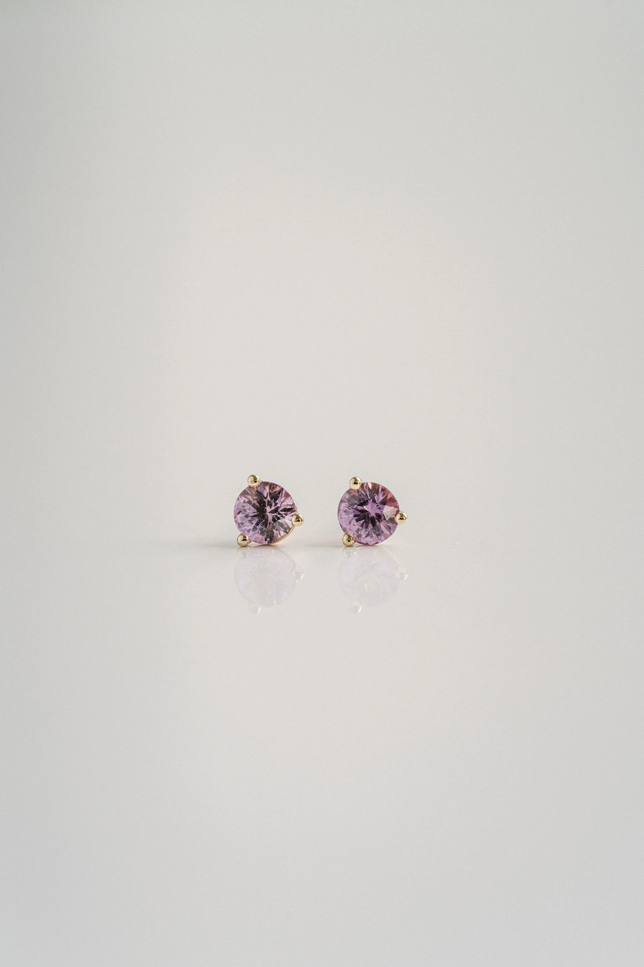 Round Pink Sapphire Studs - Image 3